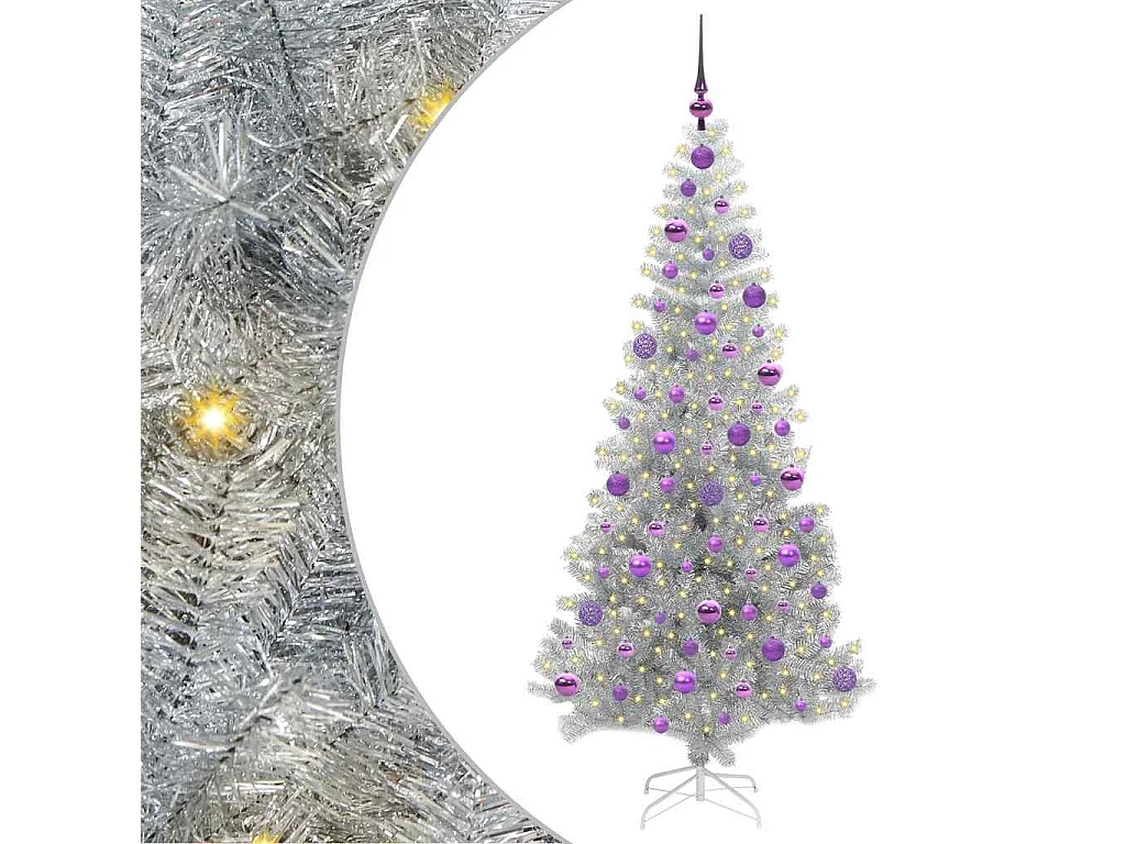 Kerstboom met 300 LED's met standaard Zilver 180 cm PET