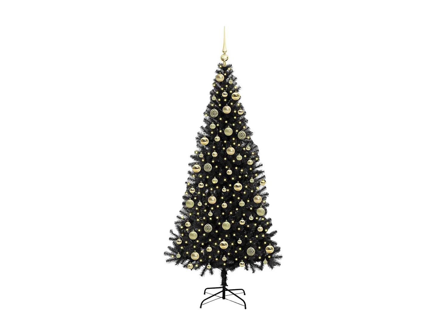 Sapin de Noël avec 300 LED avec support Noir 210 cm PVC