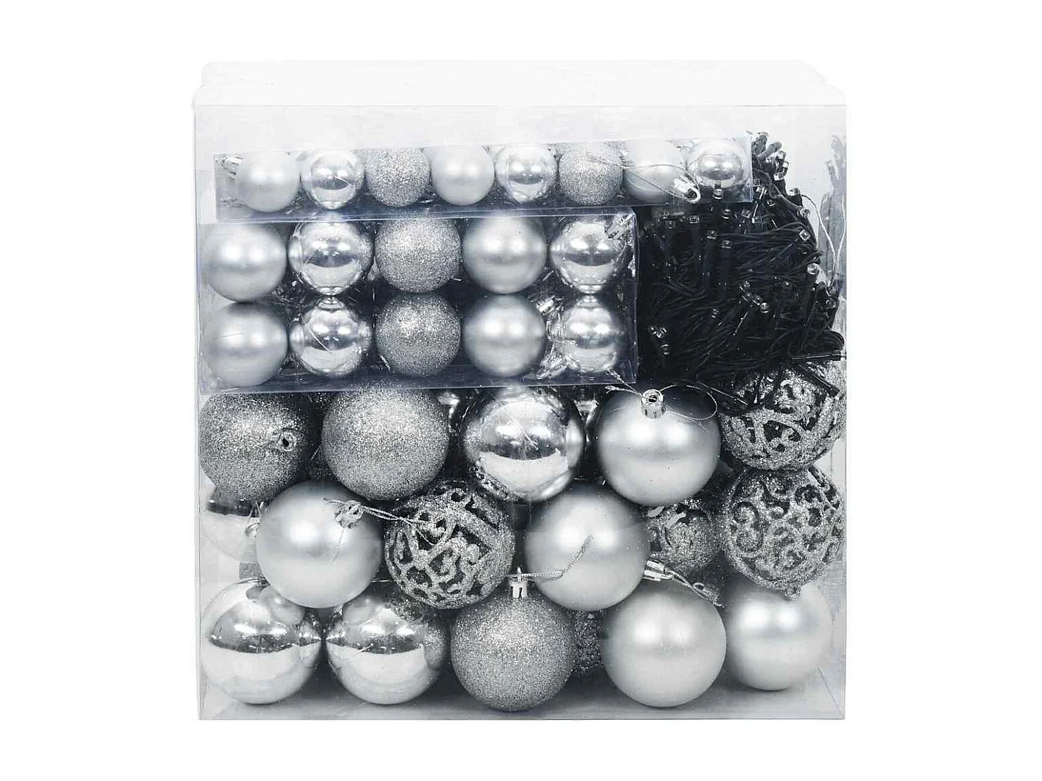 Set di 120 palline di Natale in plastica argentata