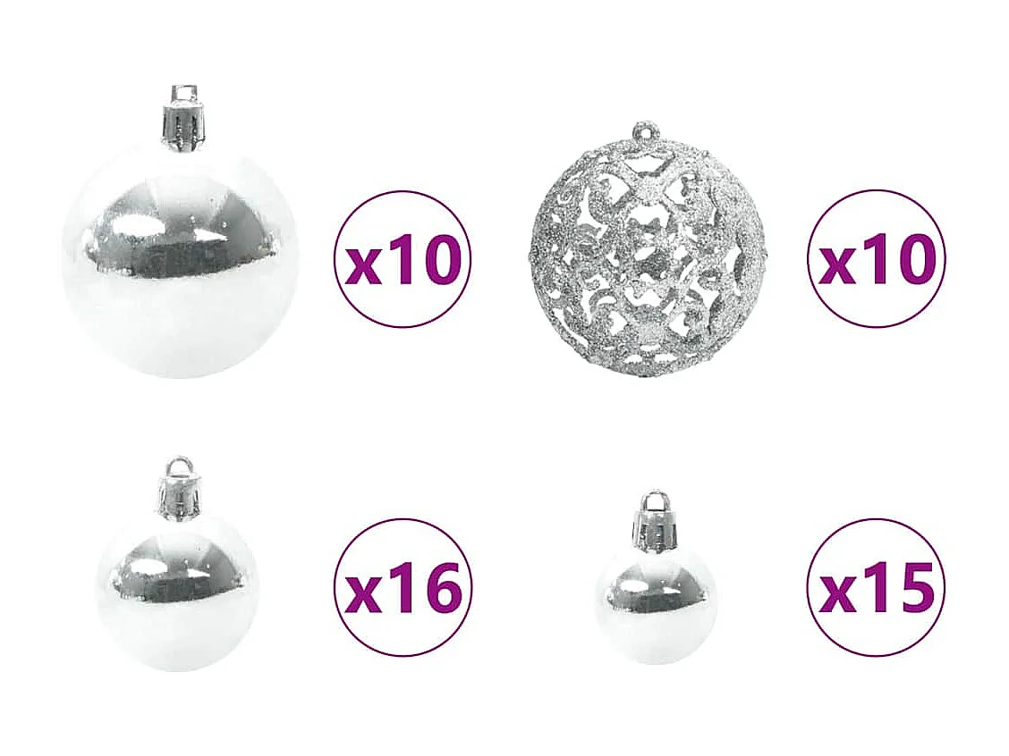 Set di 120 palline di Natale in plastica argentata
