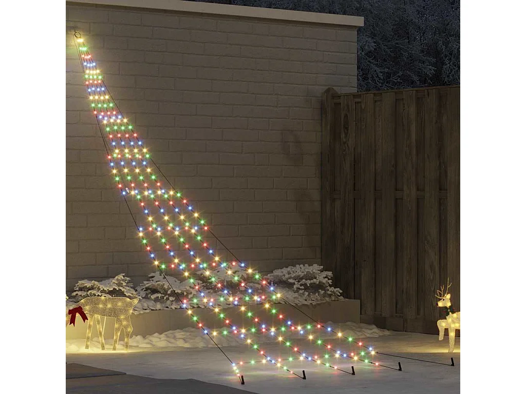 Arbre de Noël LED avec piquets au sol Multicolore 500 cm Métal