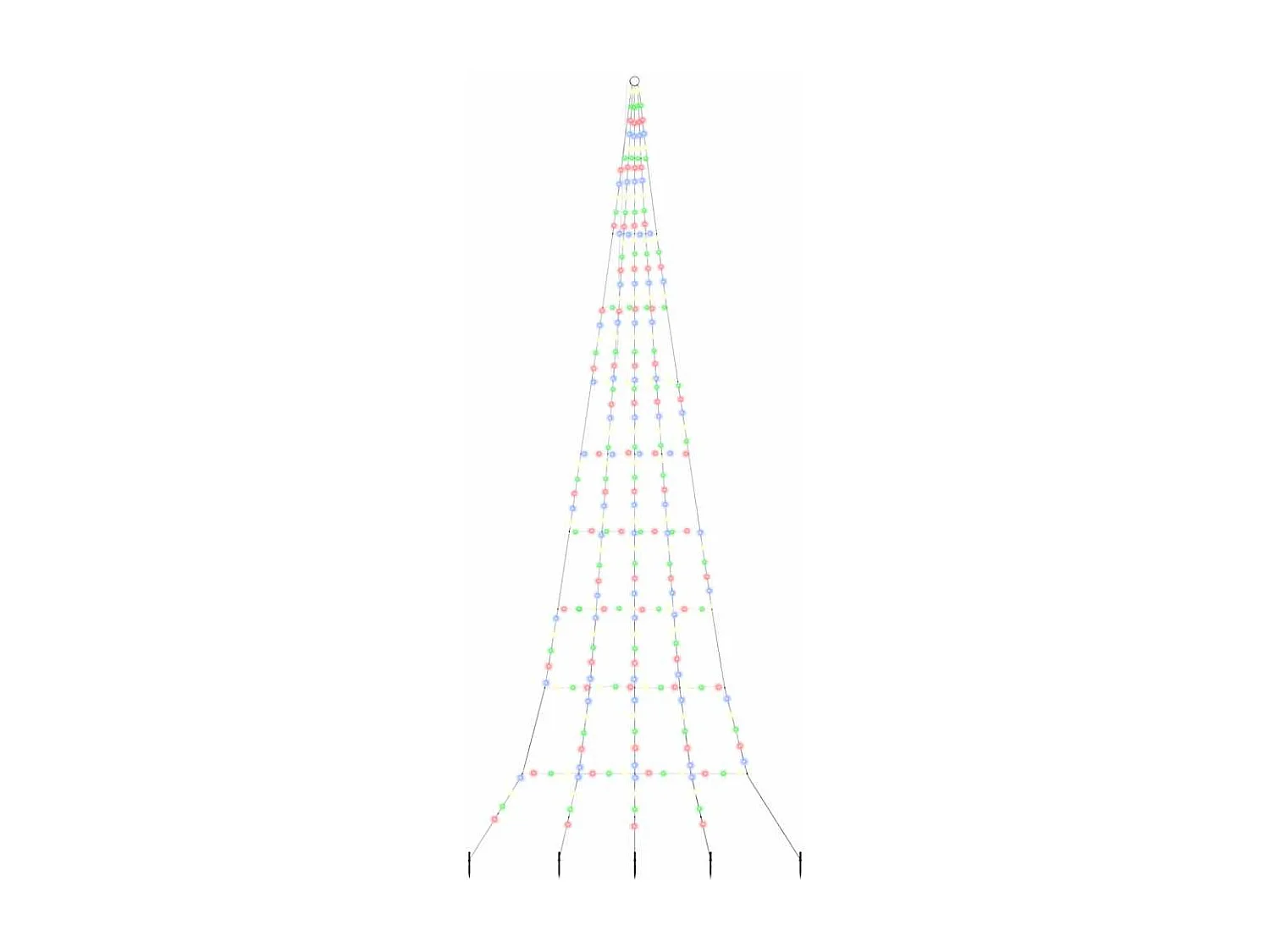 Arbre de Noël LED avec piquets au sol Multicolore 500 cm Métal
