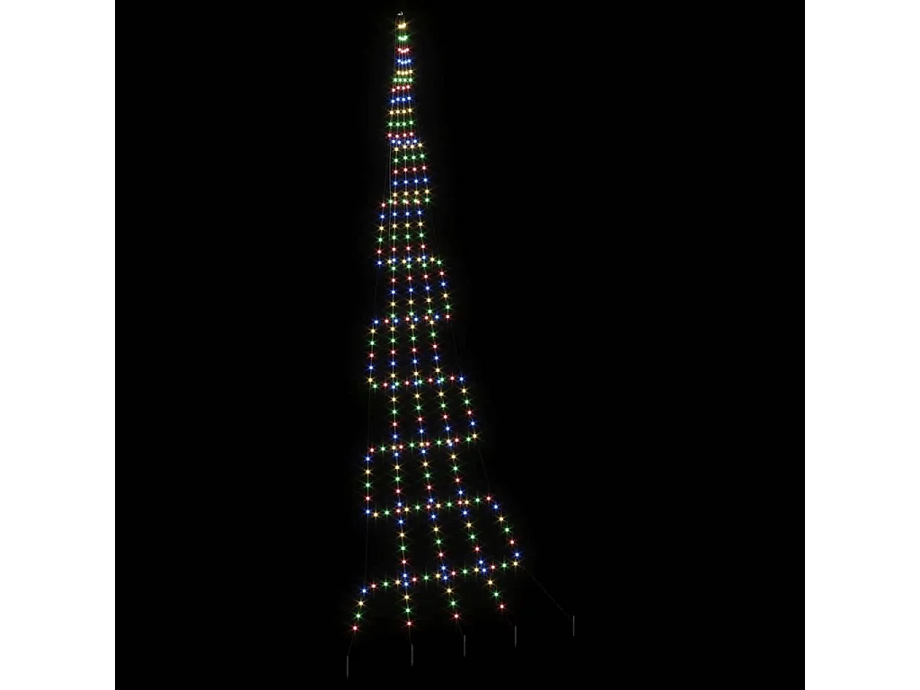 Arbre de Noël LED avec piquets au sol Multicolore 500 cm Métal