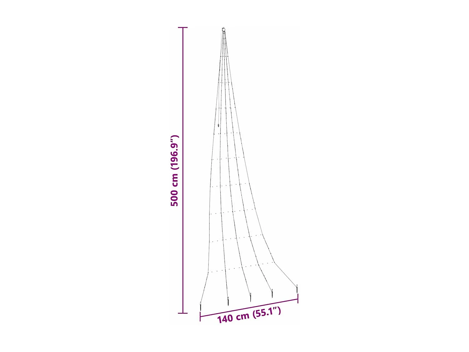 Arbre de Noël LED avec piquets au sol Multicolore 500 cm Métal
