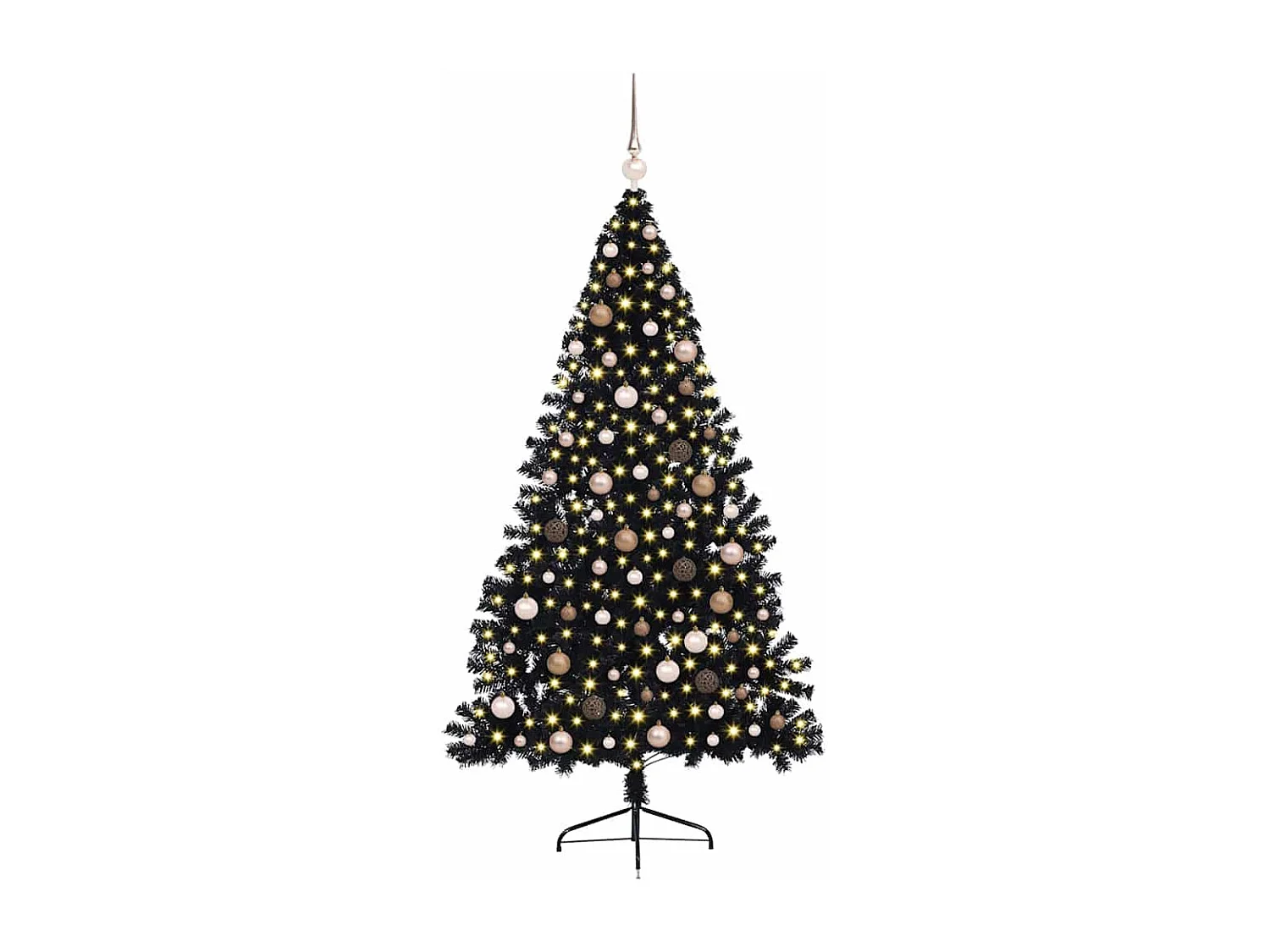 Sapin de Noël artificiel pré-éclairé Noir 210 cm PVC