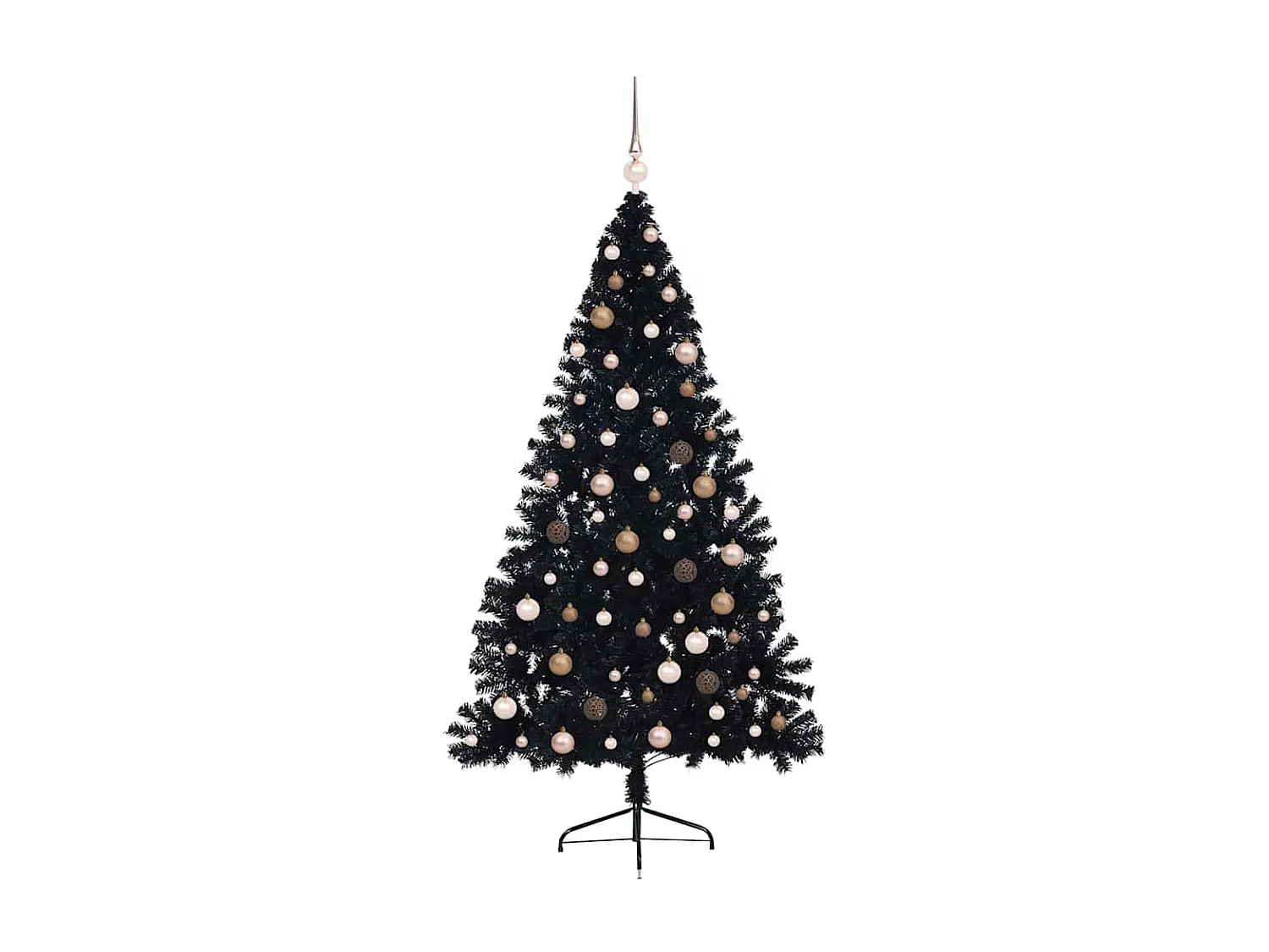 Sapin de Noël artificiel pré-éclairé Noir 210 cm PVC