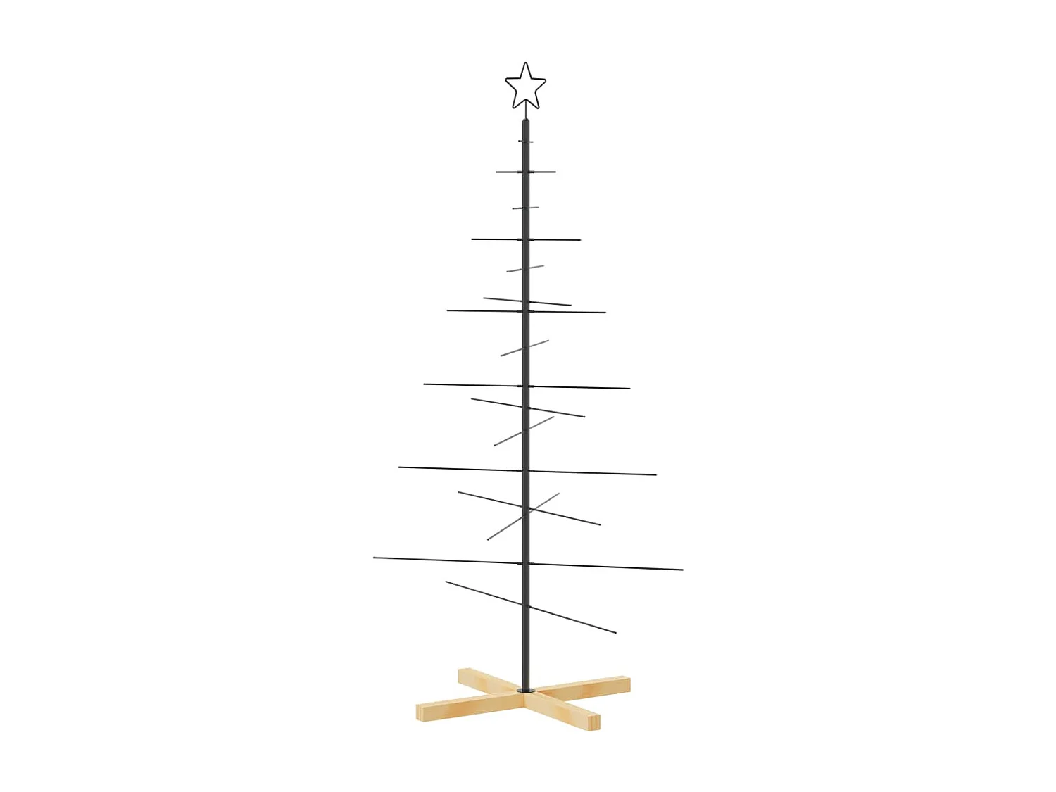 Arbre de Noël en métal avec base en bois noir 150 cm