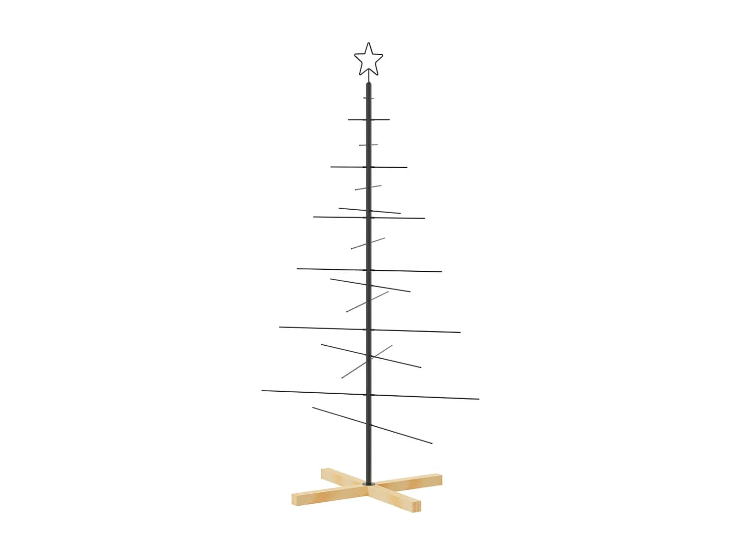 Arbre de Noël en métal avec base en bois noir 150 cm