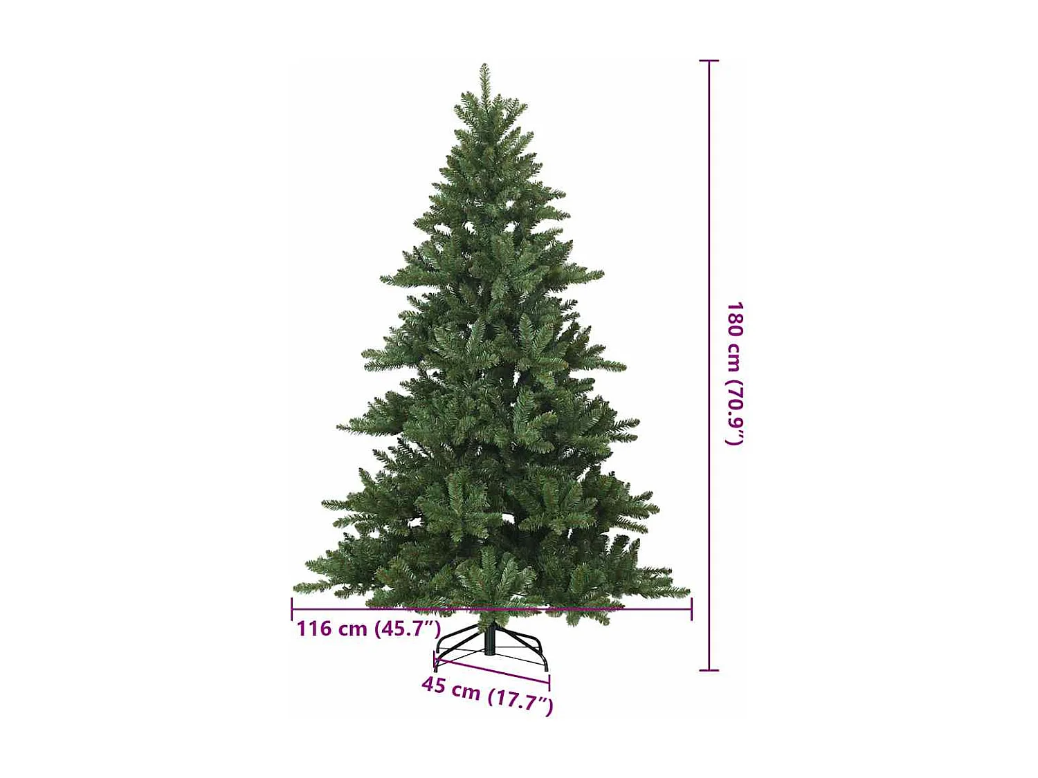 Albero di Natale artificiale con rami incernierati verde 180 cm