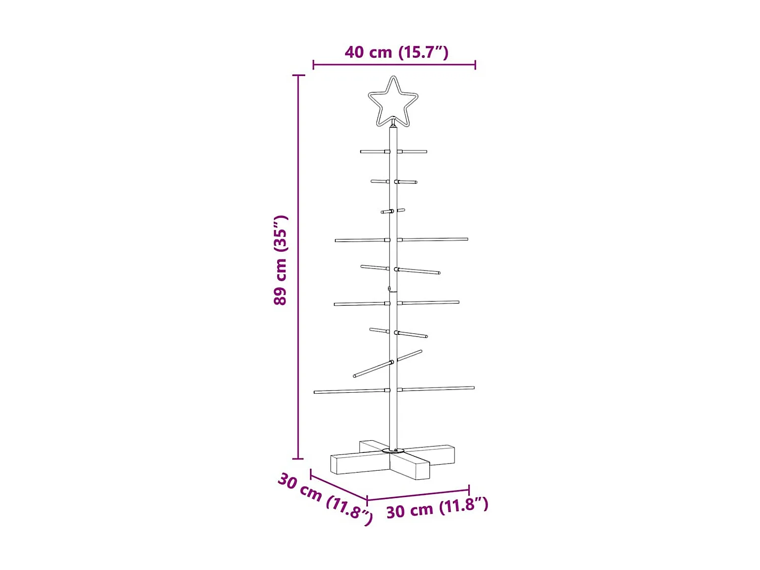 Arbre de Noël en métal Noir 90 cm Acier peint par poudre