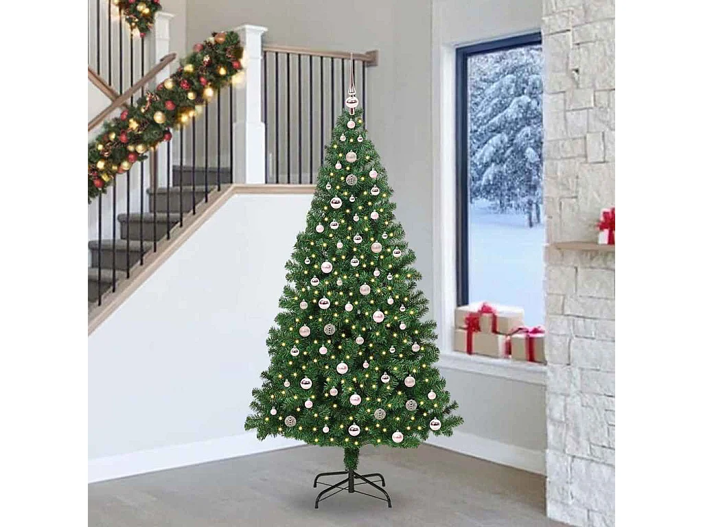 Albero di Natale artificiale verde 240 cm PVC, acciaio e plastica