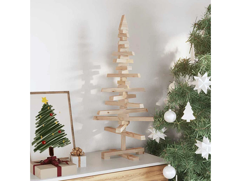 Houten kerstboom ter decoratie 90 cm massief grenenhout