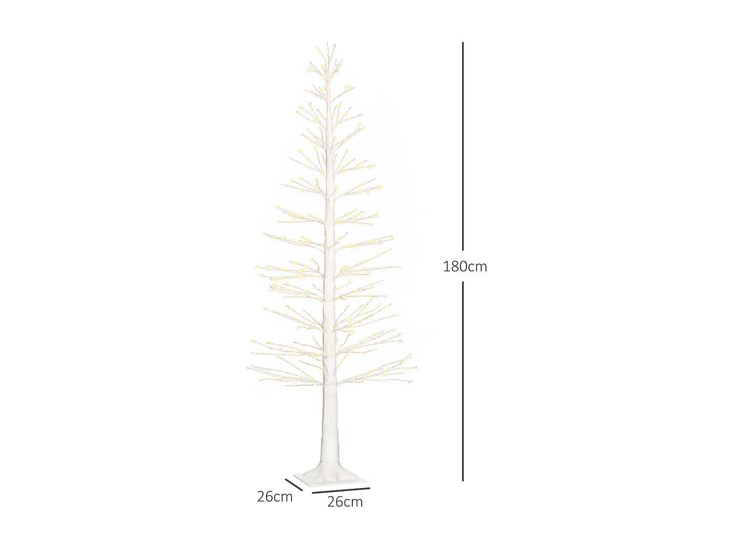 Sapin de Noël LED avec 810 lumières, 180 cm, matériau plastique, blanc (26 x 26 x 180 cm)