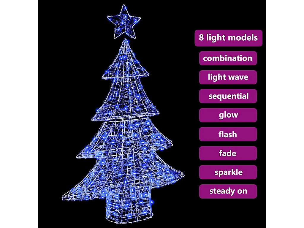 Sapin de Noël avec 100 LED Bleu 120 cm Acrylique