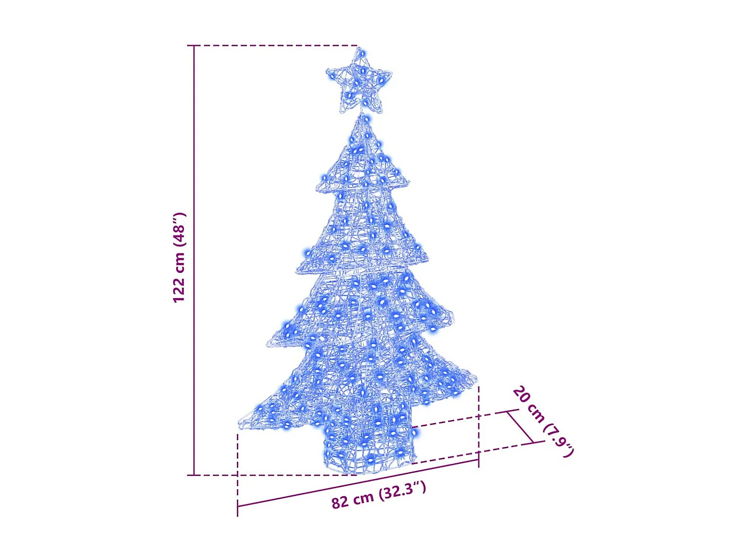 Sapin de Noël avec 100 LED Bleu 120 cm Acrylique