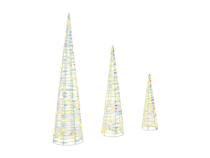 Sapin de Noël avec 90 LED 3 pcs Blanc chaud 20 x 20 x 80 cm PET