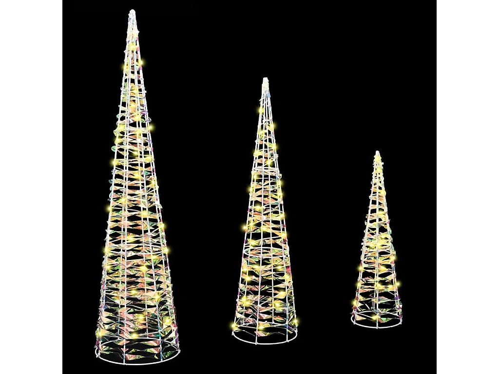 Sapin de Noël avec 90 LED 3 pcs Blanc chaud 20 x 20 x 80 cm PET