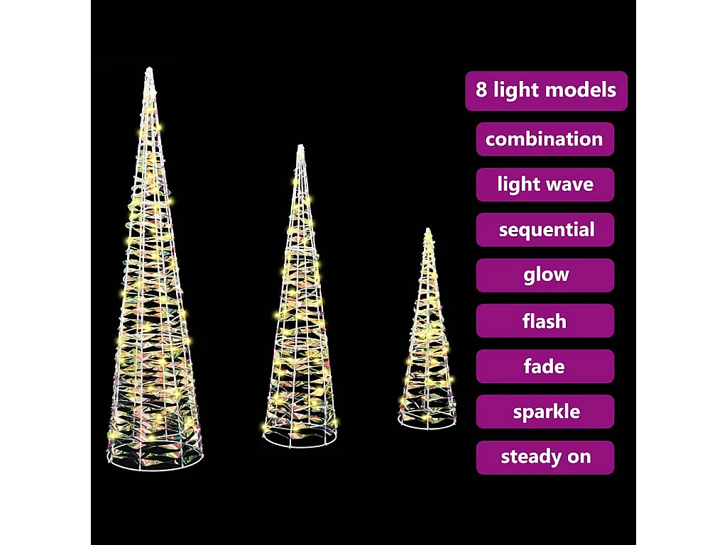 Sapin de Noël avec 90 LED 3 pcs Blanc chaud 20 x 20 x 80 cm PET