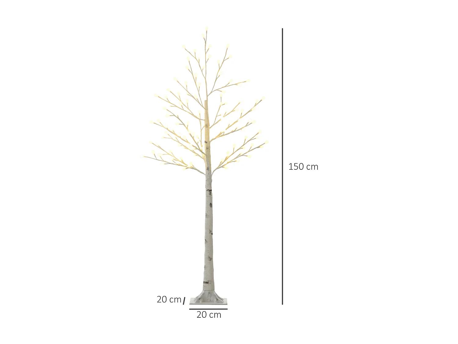 Albero luminoso 3D 150 cm, 120 LED bianco caldo, 3 livelli di luminosità, per decorazioni natalizie e per feste (20 x 20 x 150 cm)
