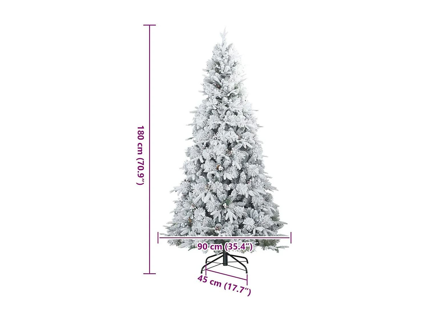 Sapin de Noël artificiel à branches pliantes, duveteux de neige