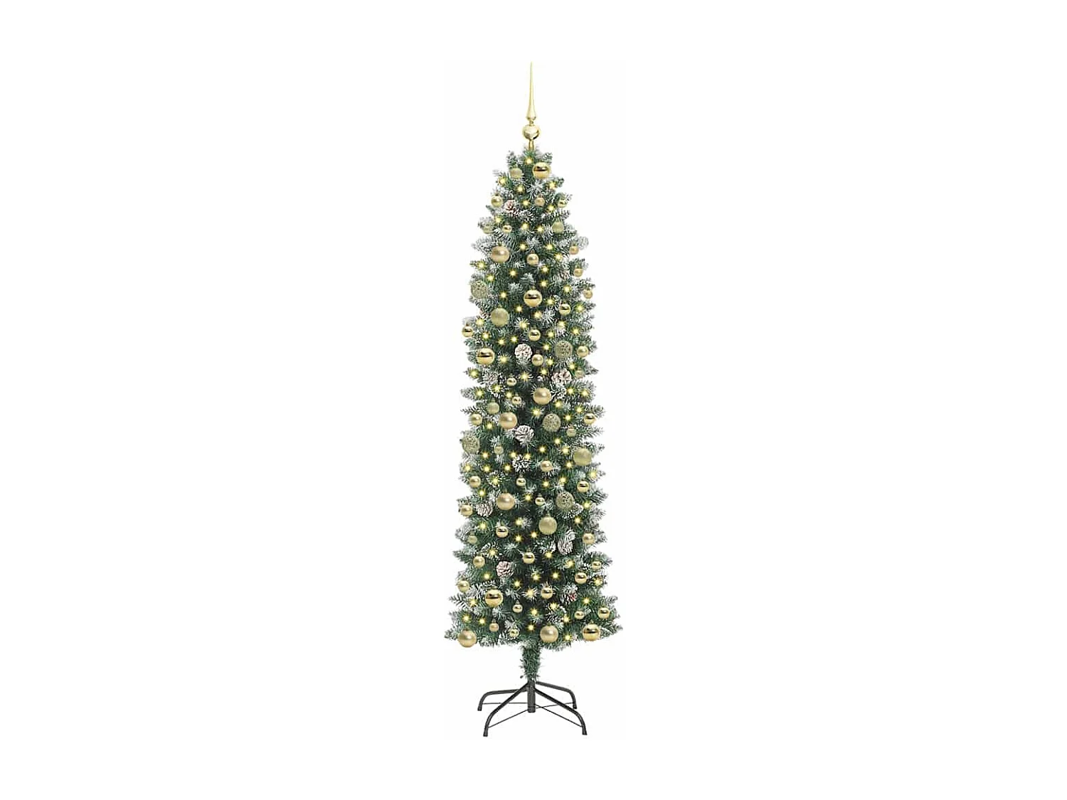 Arbre de Noël artificiel slim avec 300 LED Vert et blanc 210 cm