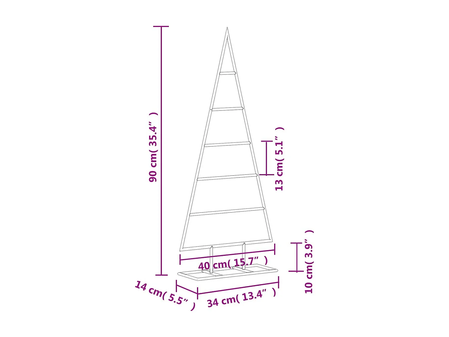 Albero di Natale in metallo per decorazione nero 90 cm