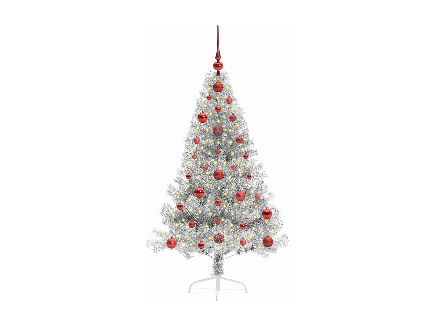 Voorverlichte kunstkerstboom zilver 120cm PET