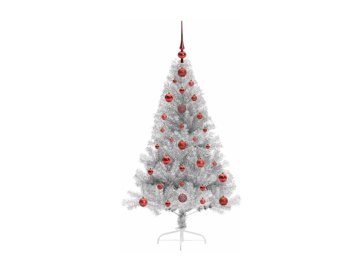 Voorverlichte kunstkerstboom zilver 120cm PET