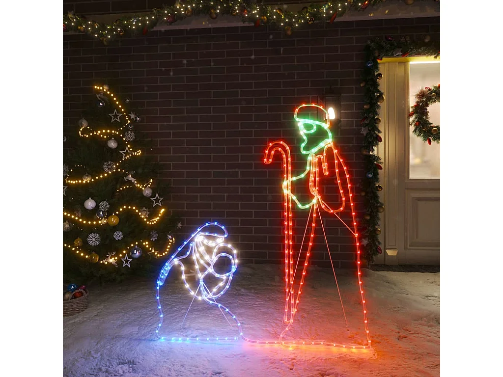 Figurine de Noël Marie et Joseph avec 264 LED 40x55 et 38x100cm
