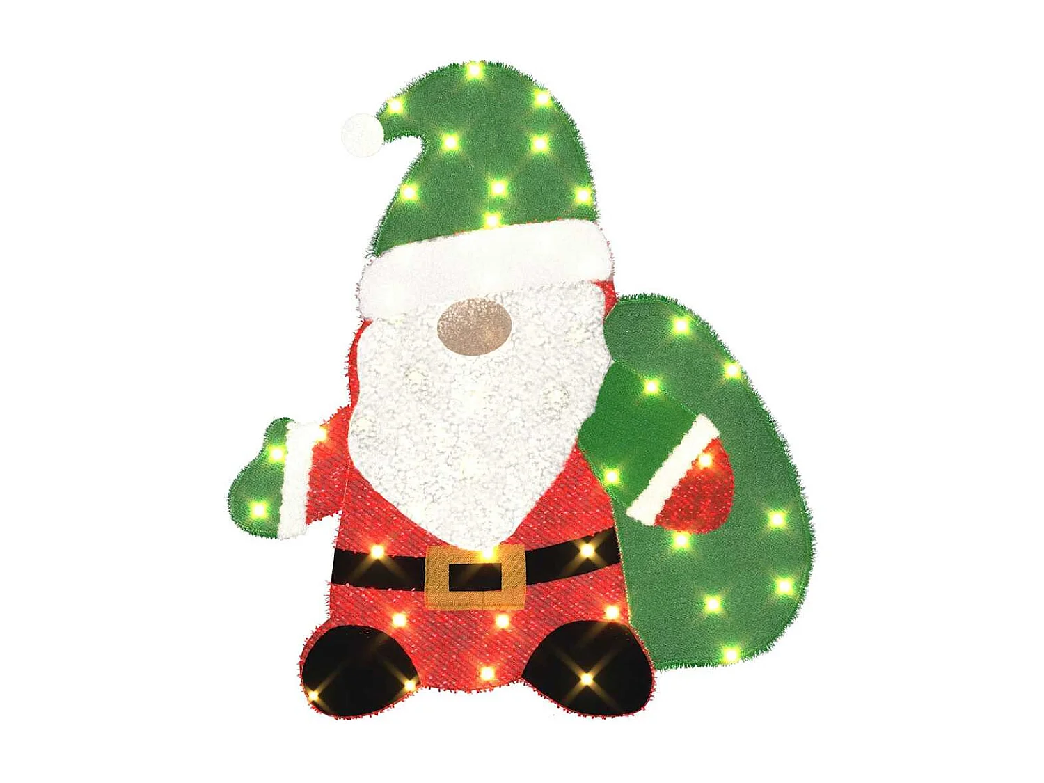 Père Noël éclairé Blanc chaud 62 x 70 cm Tissu en Guirlande