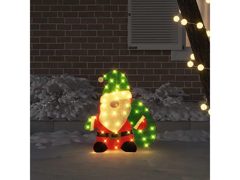 Père Noël éclairé Blanc chaud 62 x 70 cm Tissu en Guirlande