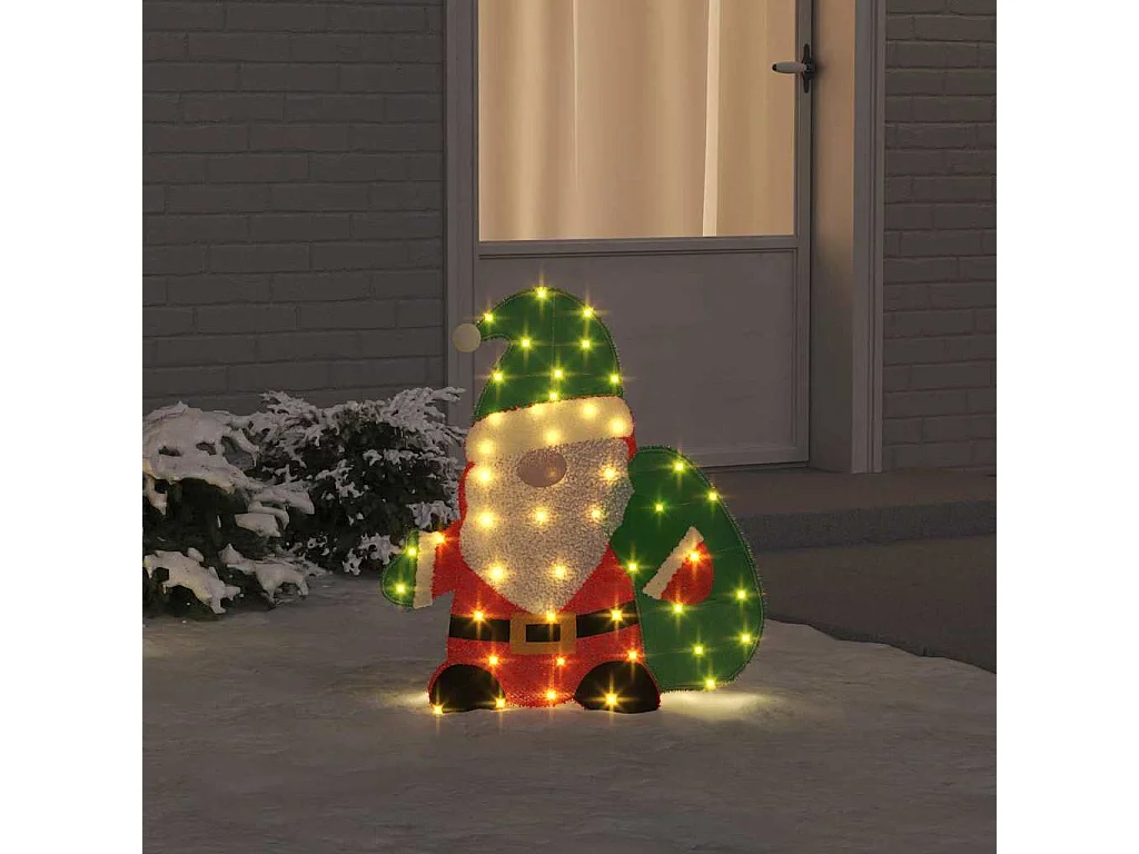 Père Noël éclairé Blanc chaud 62 x 70 cm Tissu en Guirlande