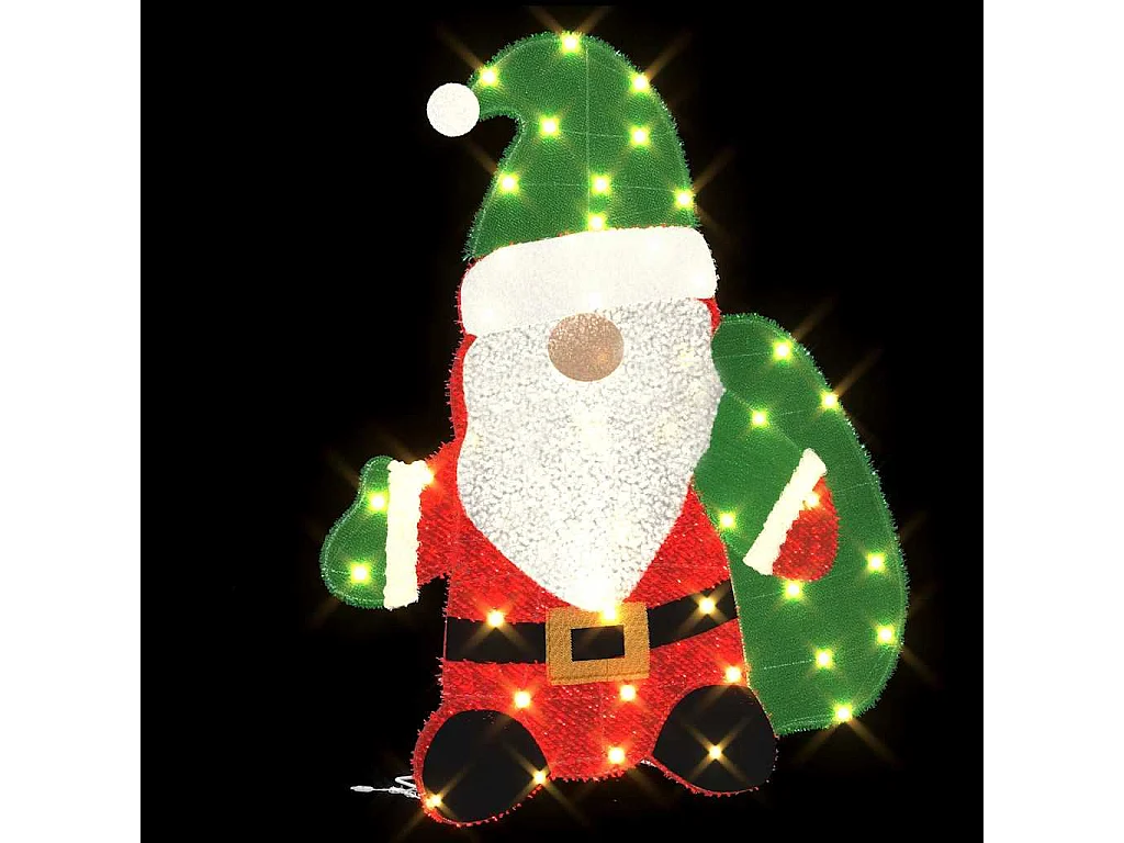 Père Noël éclairé Blanc chaud 62 x 70 cm Tissu en Guirlande