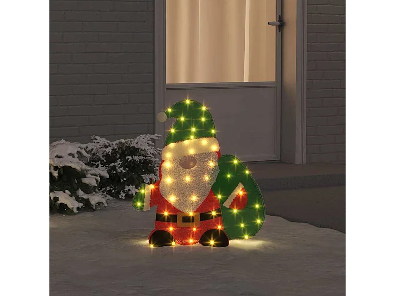 Père Noël éclairé Blanc chaud 62 x 70 cm Tissu en Guirlande