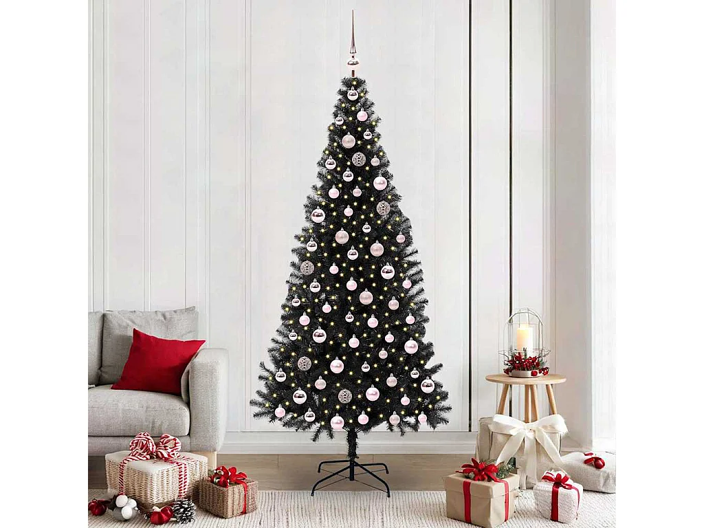 Albero di Natale con 300 LED con supporto Nero 210 cm PVC