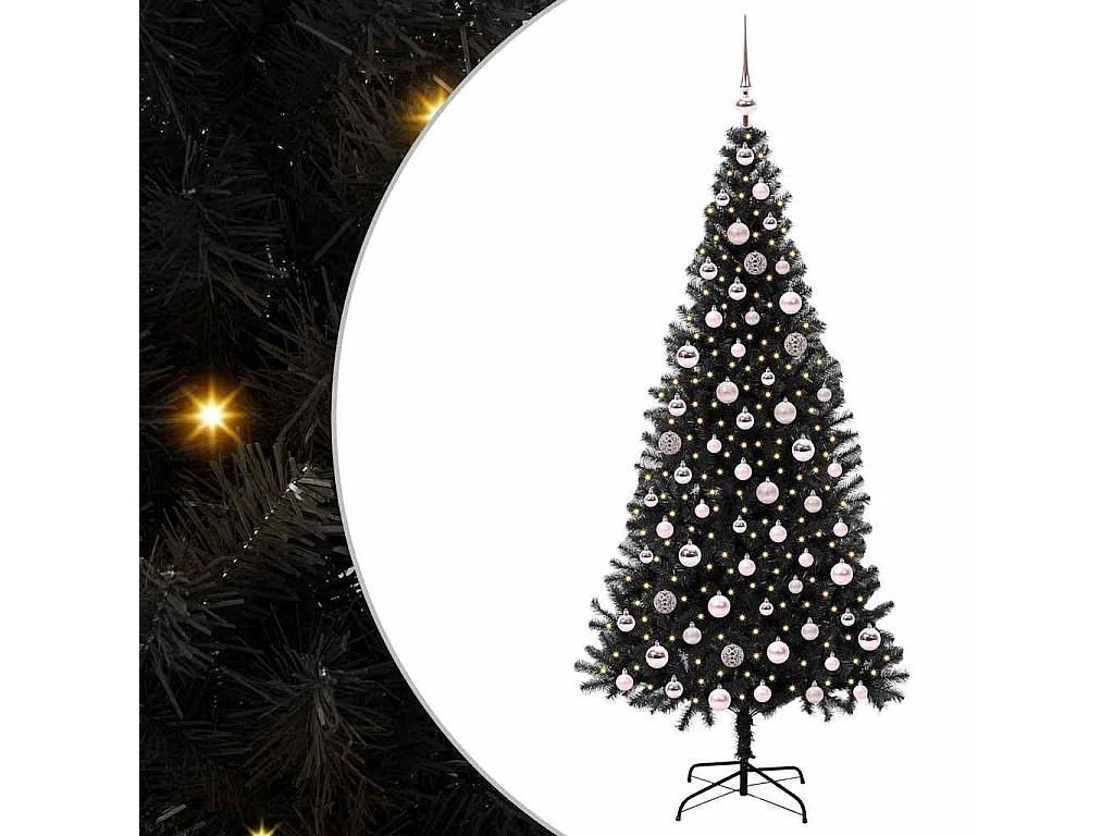 Albero di Natale con 300 LED con supporto Nero 210 cm PVC