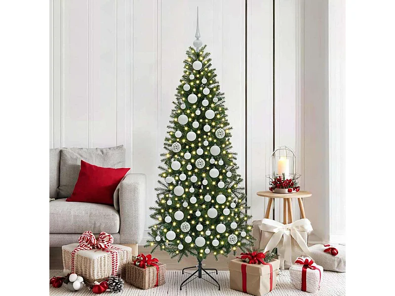 Ensemble de Boules de Noël avec 300 LED 120 pcs Blanc Plastique