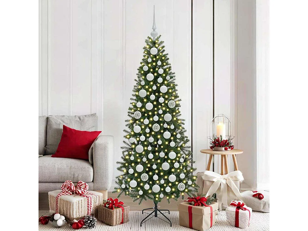 Set di palline di Natale con 300 LED, 120 pezzi, in plastica bianca