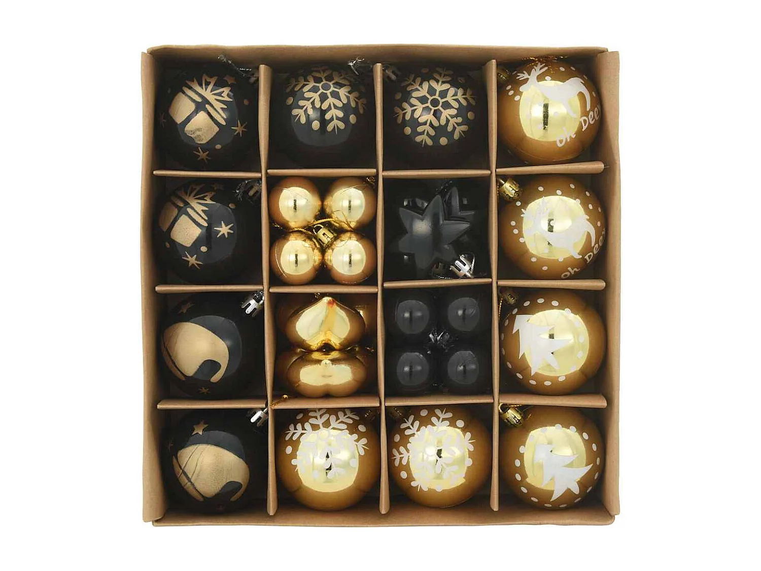 Ensemble de Boules de Noël 40 pcs Noir et or