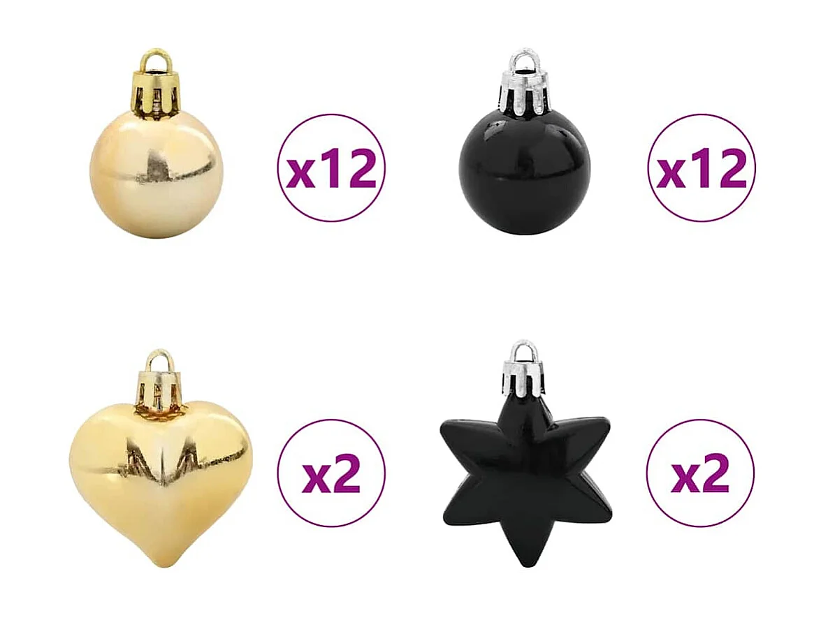 Ensemble de Boules de Noël 40 pcs Noir et or