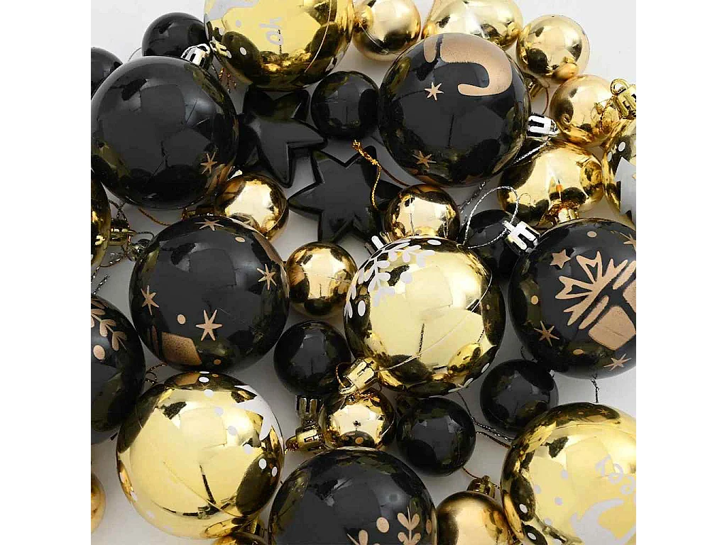 Ensemble de Boules de Noël 40 pcs Noir et or