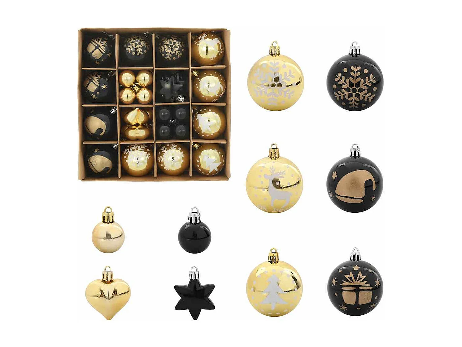 Ensemble de Boules de Noël 40 pcs Noir et or