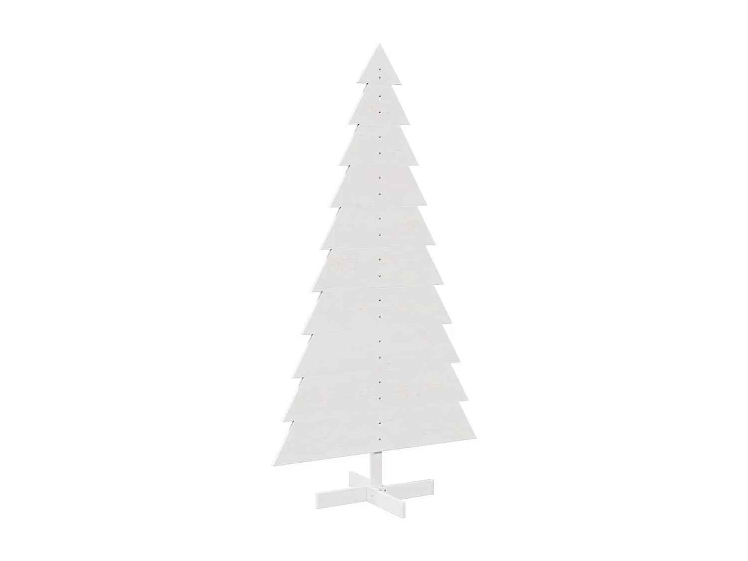 Albero di Natale in legno per decorazione bianco 180 cm pino massiccio