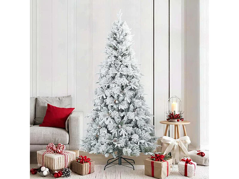 Sapin de Noël artificiel à branches pliantes, duveteux de neige