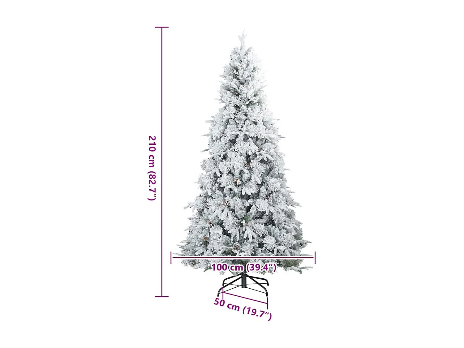 Sapin de Noël artificiel à branches pliantes, duveteux de neige