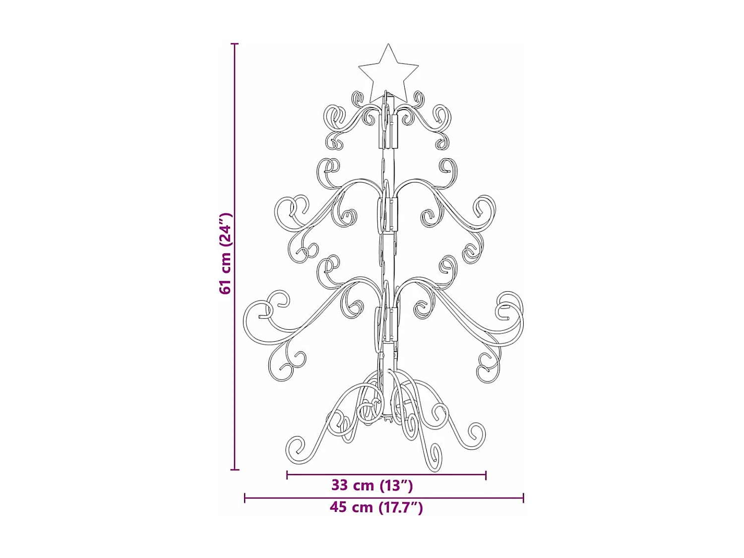 Arbre de Noël en métal Noir 60 cm Acier peint par poudre