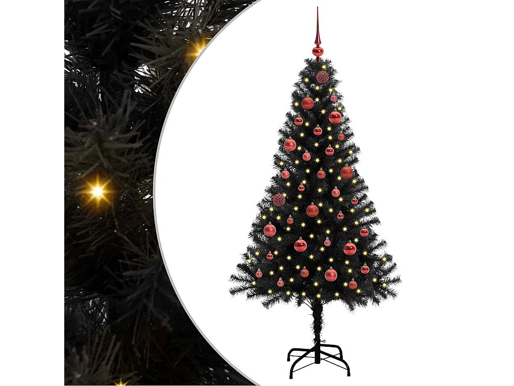 Weihnachtsbaum mit 150 LEDs mit Ständer Schwarz 150 cm PVC