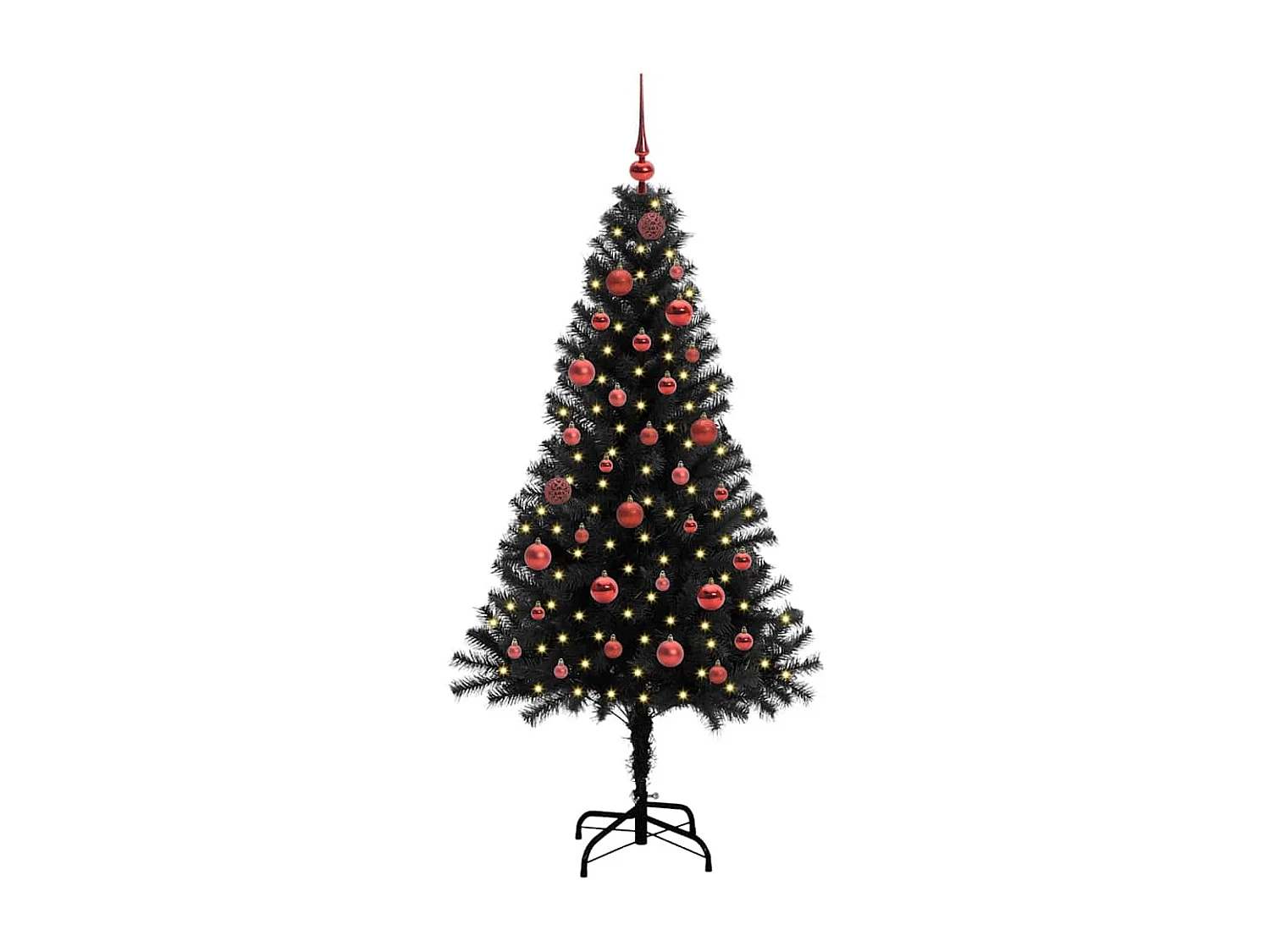 Weihnachtsbaum mit 150 LEDs mit Ständer Schwarz 150 cm PVC