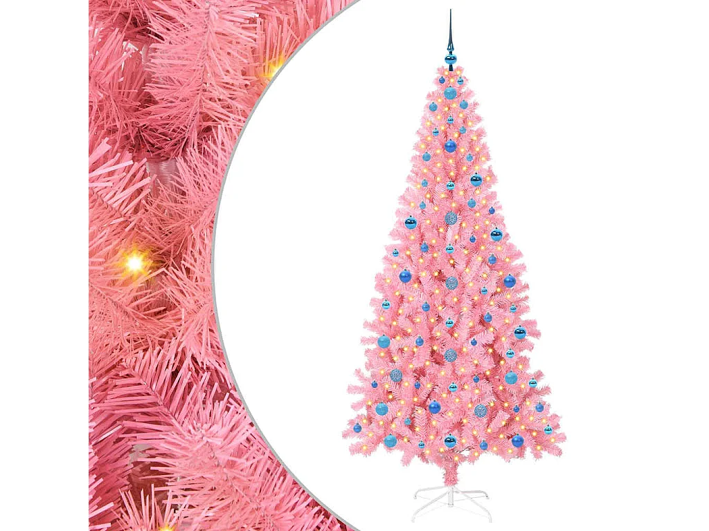 Kerstboom met 300 LED's met standaard Roze 210 cm PVC