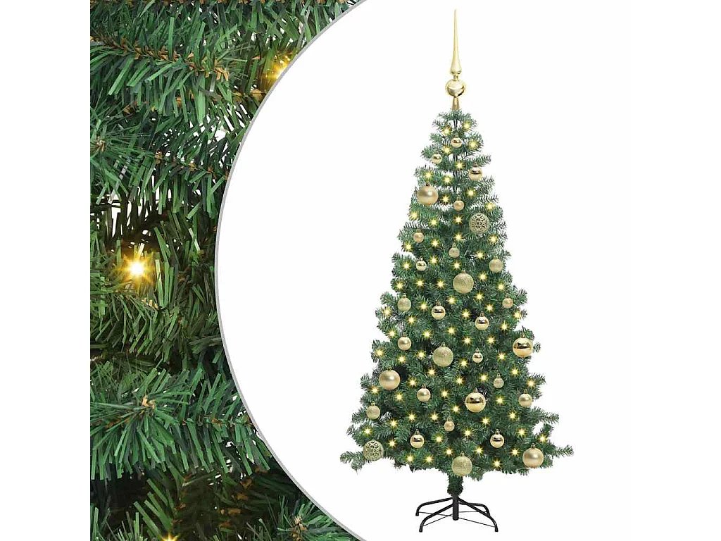Sapin de Noël avec 150 LED avec support Vert 120 cm PVC